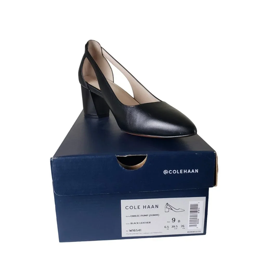 Cole Haan Emilee Black Leather Cutout Pump 9B Excellent Condition - Picture 2 of 16